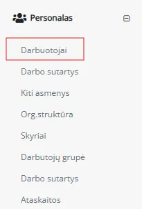 Darbuotojo duomenu valdymas | VECTICUM