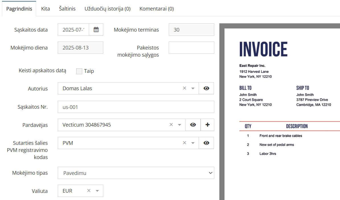 Gaunamu saskaitu valdymas | VECTICUM