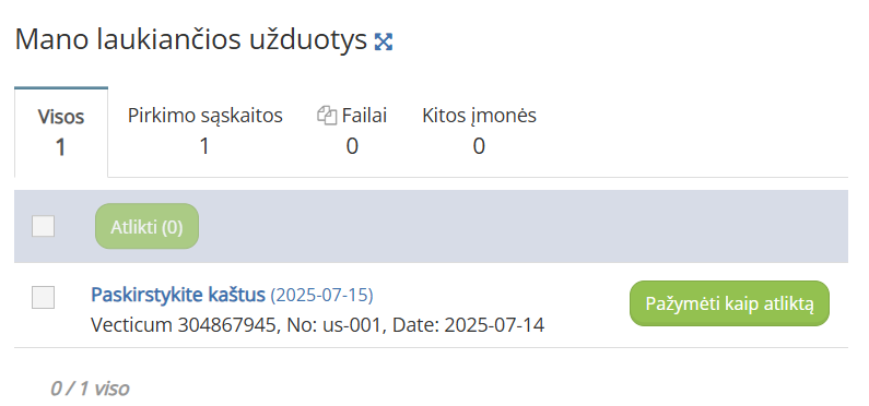 Gaunamu saskaitu valdymas | VECTICUM